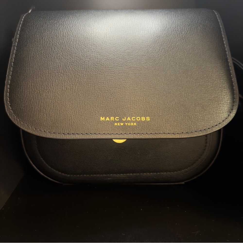 Marc Jacobs Black and Gold Rider Saddle Leather Bag